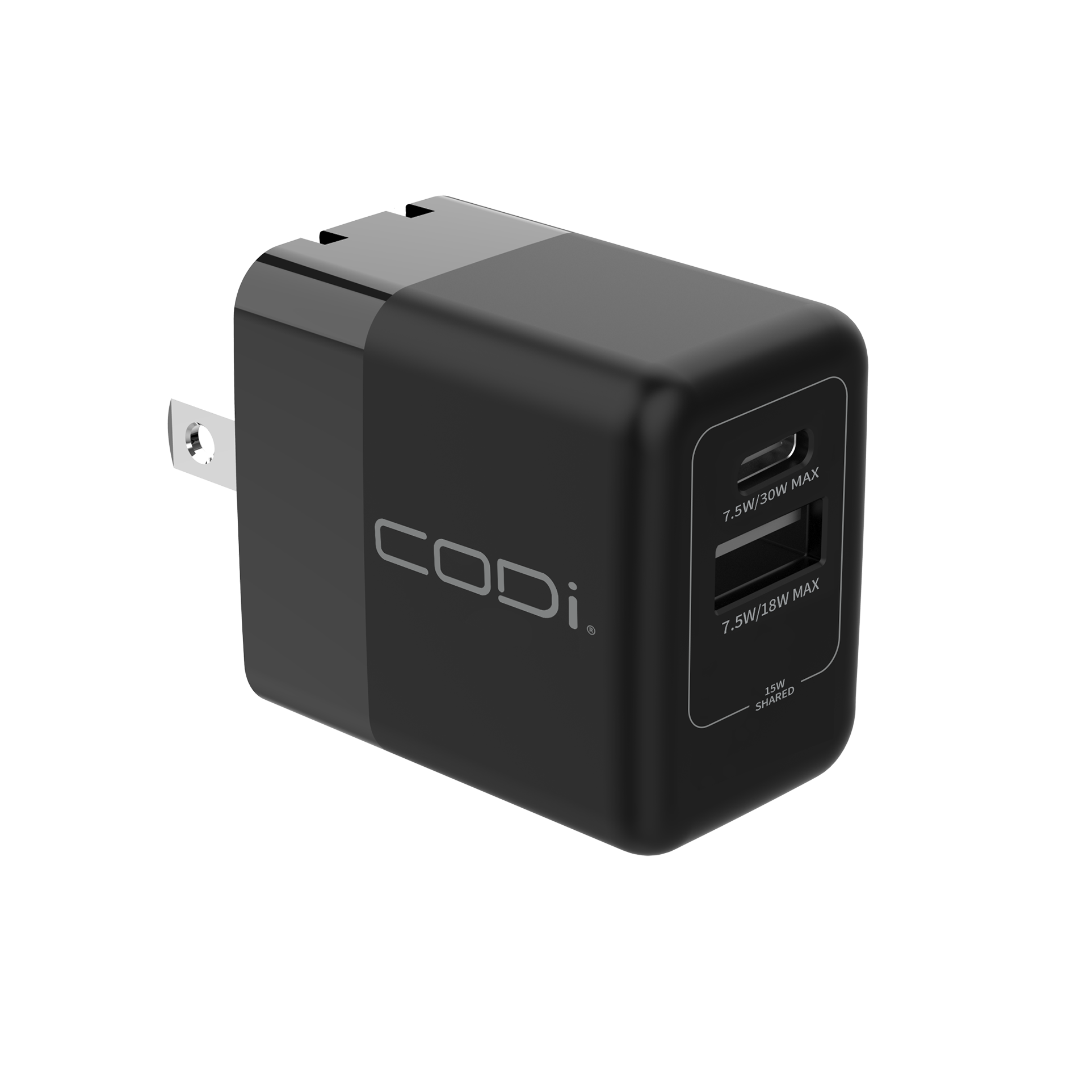 30W Dual Port Wall Charger: Fast USB-C & USB-A by CODi – CODi