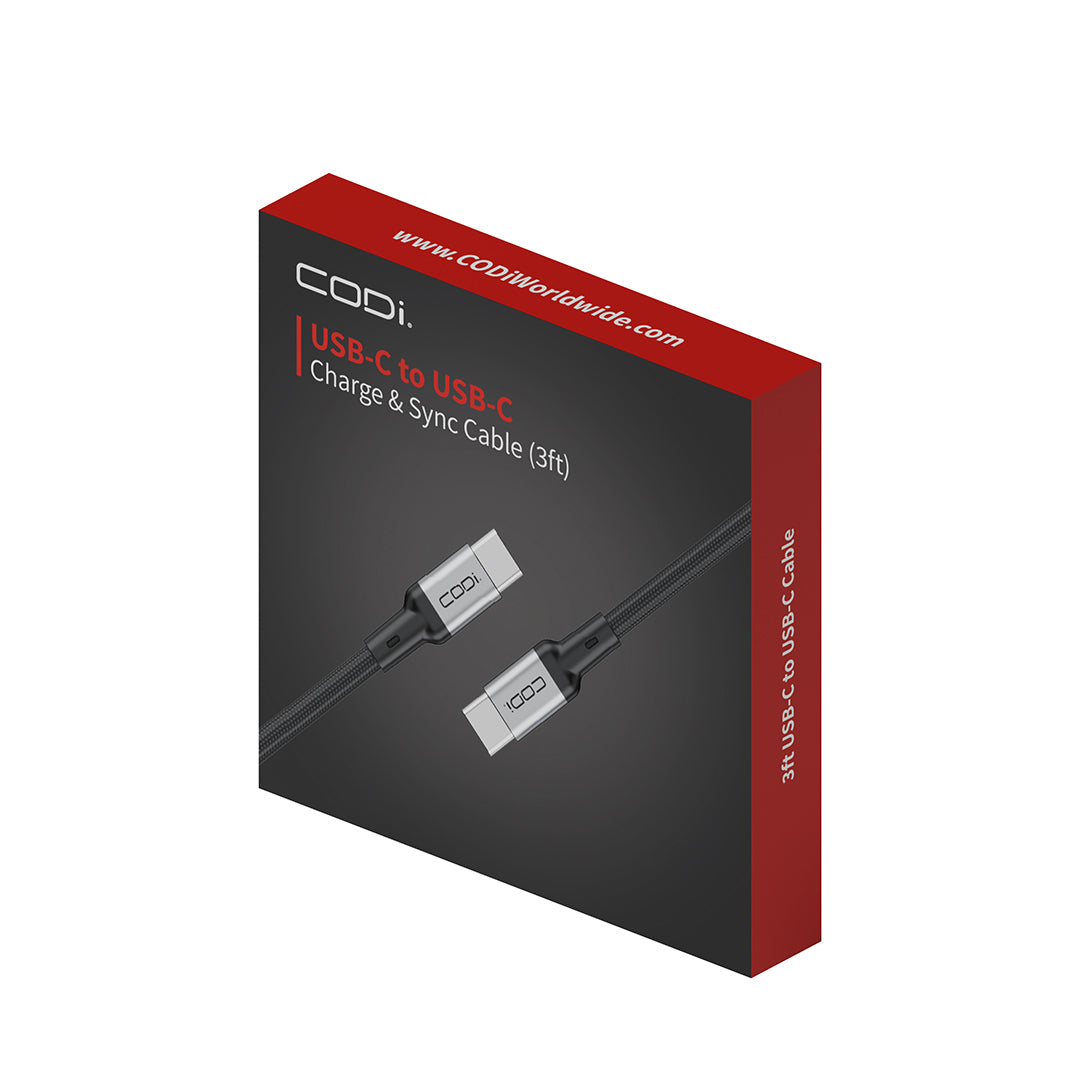 6ft Braided Nylon USB-C to USB-C Cable: Durable & Fast by CODi