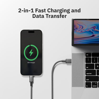 3ft USB-A to USB-C Braided Nylon Charge & Sync Cable