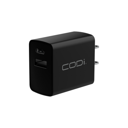 20W Dual Port Wall Charger, USB-C & USB-A Outputs