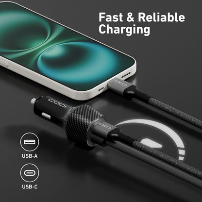 20W Dual Port Car Charger, USB-A & USB-C Outputs