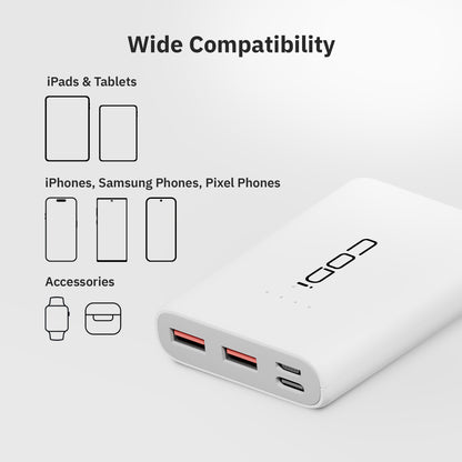 10,000mAh Quick Charge Powerbank w/ USB-C, USB-A (x2), Micro-USB