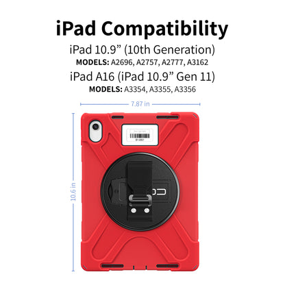 Rugged iPad 11" (A16)/iPad 10.9" (10th Generation) Case w/ Integrated Screen Protector - Red