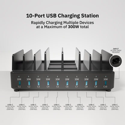 10 Port USB-C Charging Station