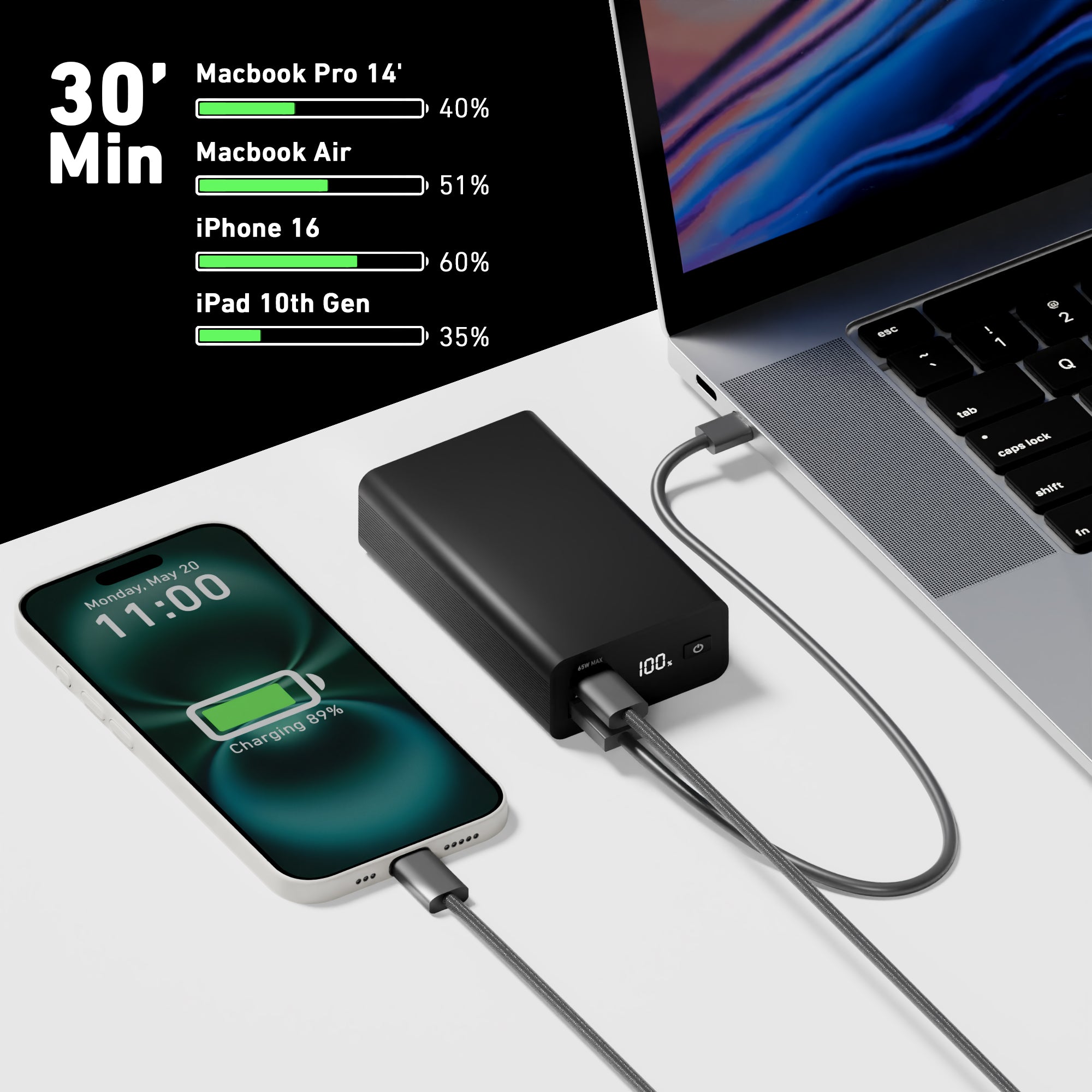 iphone portable power bank GLYDE 4-in-1 Portable Charging Station