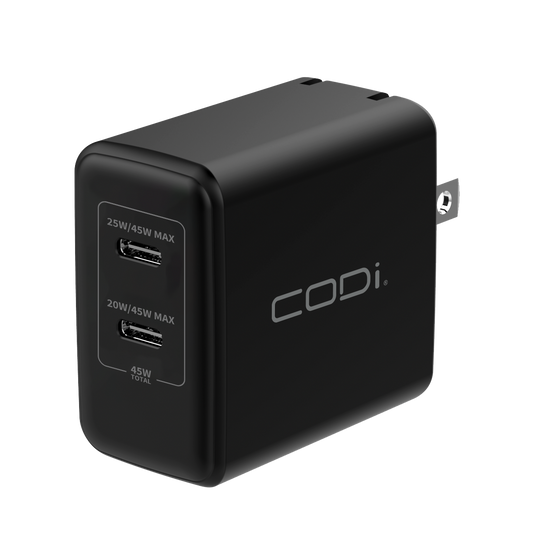 45W Wall Charger w/ 2x USB-C Charging Ports