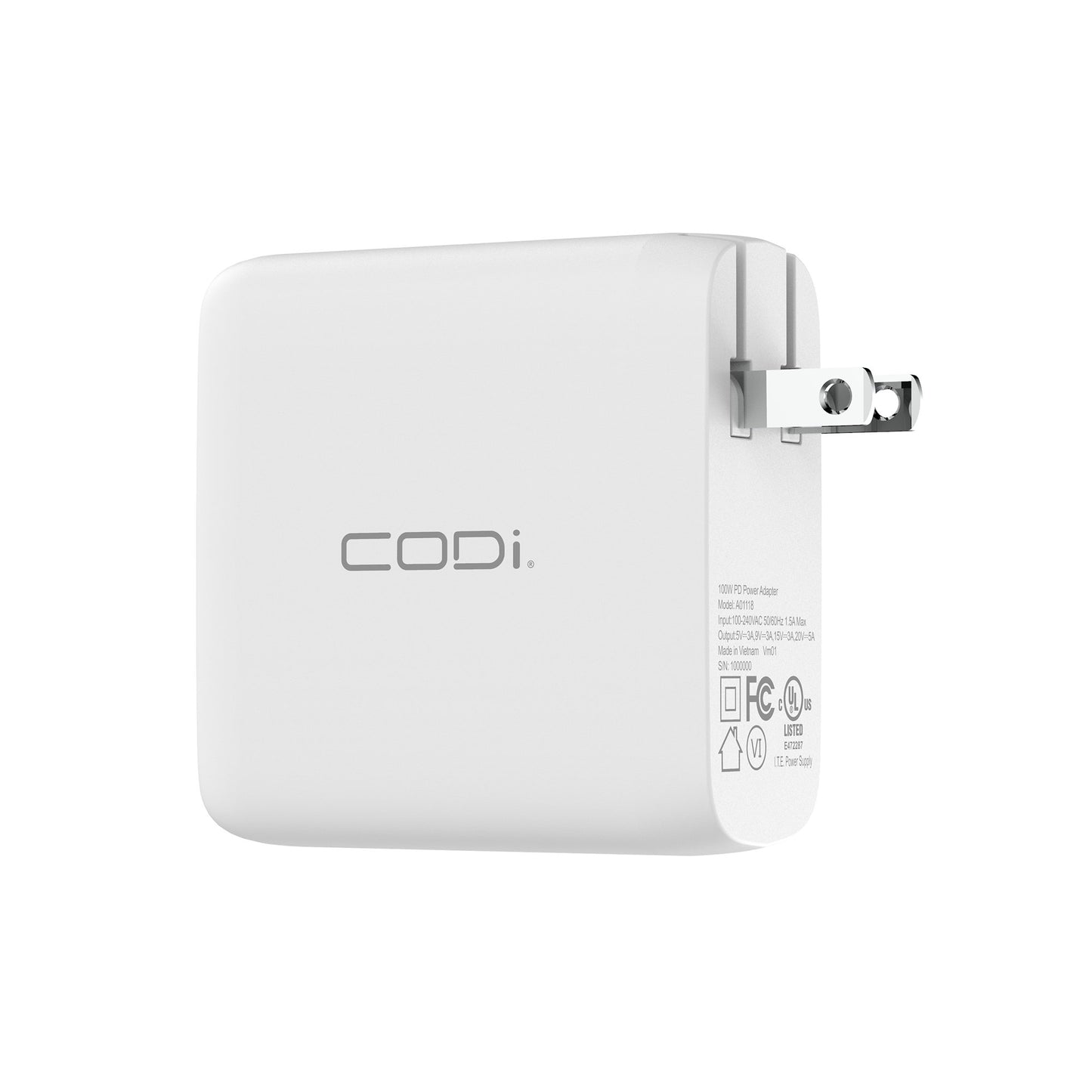 100W Wall USB-C Charger with USB2.0 EPR Braided Cable - CODi Worldwide