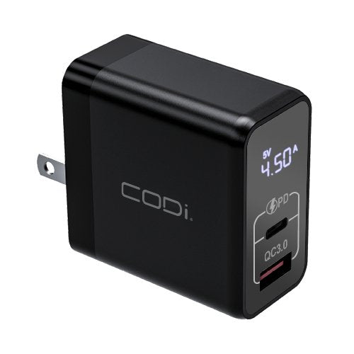 30W Dual Port Wall Charger, USB-C & USB-A Outputs - CODi Worldwide