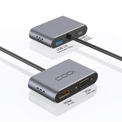 4-In-1 USB-C Display Adapter (HDMI, VGA, USB-C PD, USB-A 3.0) - CODi Worldwide