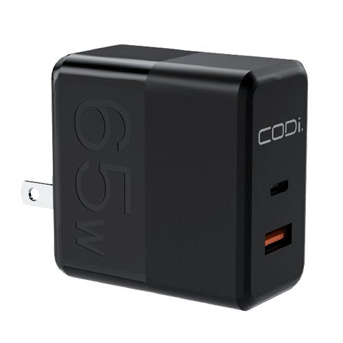 65W GaN Dual Port Wall Charger, USB-C & USB-A Outputs - CODi Worldwide