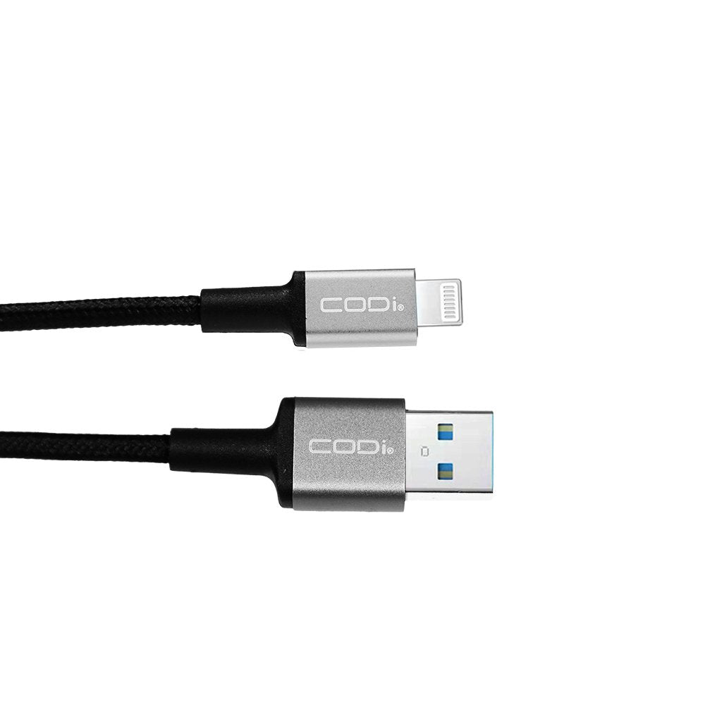 6ft Braided Nylon USB-A to MFI Lightning Charge & Sync Cable - CODi Worldwide