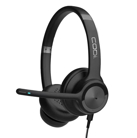 CLARO Wired Stereo Dual Ear Headset w/ Integrated AI-Powered ENC Microphone - CODi Worldwide